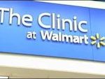 the clinic at Walmart storefront sign