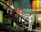 brady bunch characters standing on stairs