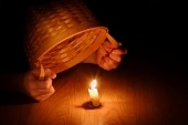 basket covering candle light