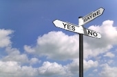 street direction signs reading "yes" and "no"