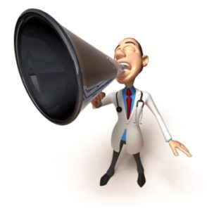 animated doctor using megaphone