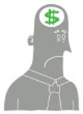 grey male figure with green dollar sign on head