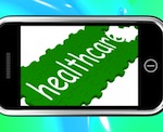 smartphone with text reading "healthcare"