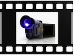 Film strip bordering a video camera