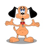 animated dog with it's arms out, looking to the sky with a "why me" expression