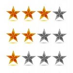 five star physician rating and review stars in gold and silver