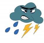 Animated angry thunderstorm cloud
