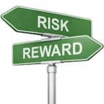 "Risk" and "Reward" street signs