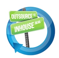 OUTSOURCE & INHOUSE sign