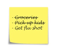 "get flu shot" written on post it