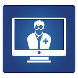 Animated computer screen displaying doctor on the screen