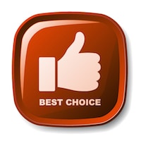 Red Facebook thumbs up, best choice button