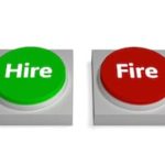 Green "Hire" and red "Fire" buttons next to each other