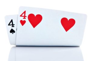 two cards with 4 of hearts and 4 of spades