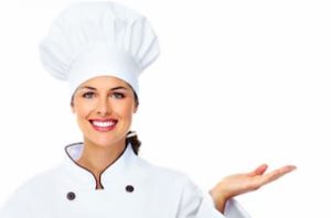 Female chef posing