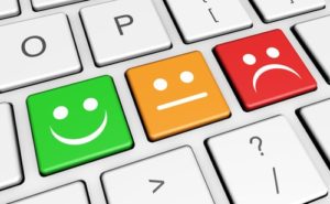 customer feedback keys ranging from happy to sad
