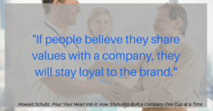 "if people believe they share values with a company they will stay loyal to the brand" text