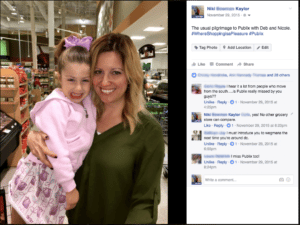 Facebook post of little girl posing with her mother at Publix event