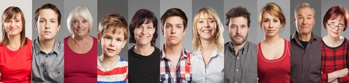 a row of headshots of people who gave testimonial videos