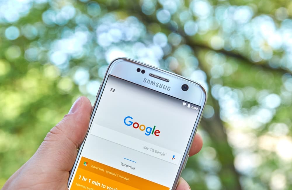 samsung phone on google page