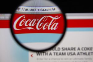 Coca Cola logo magnified on website