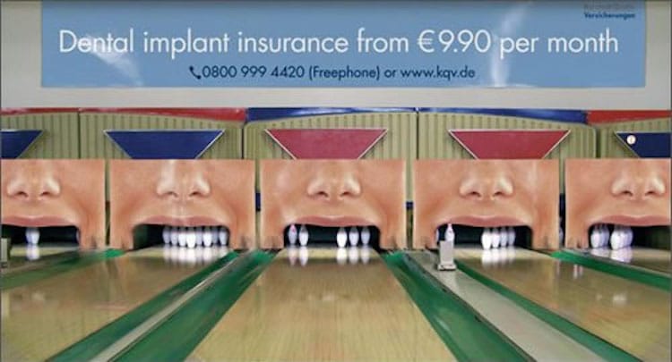 bowling lane dental ad
