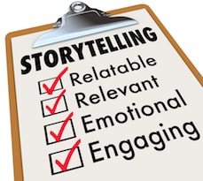 paper on clipboard listing storytelling marketing magic