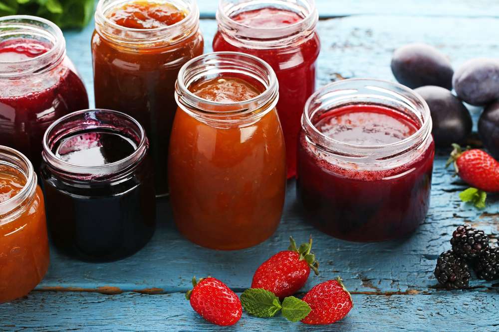 Jars of jam and jelly