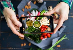 Taking photo of vegetables for healthy instagram