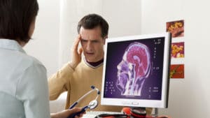 man having a neurology consultation