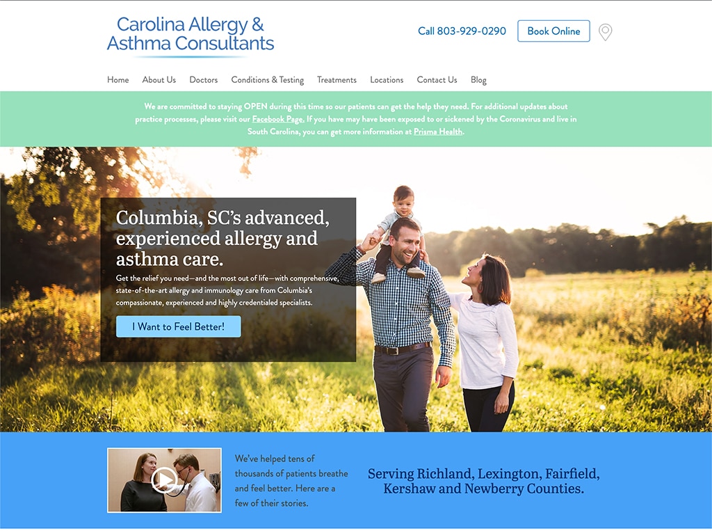 Carolina Allergy website