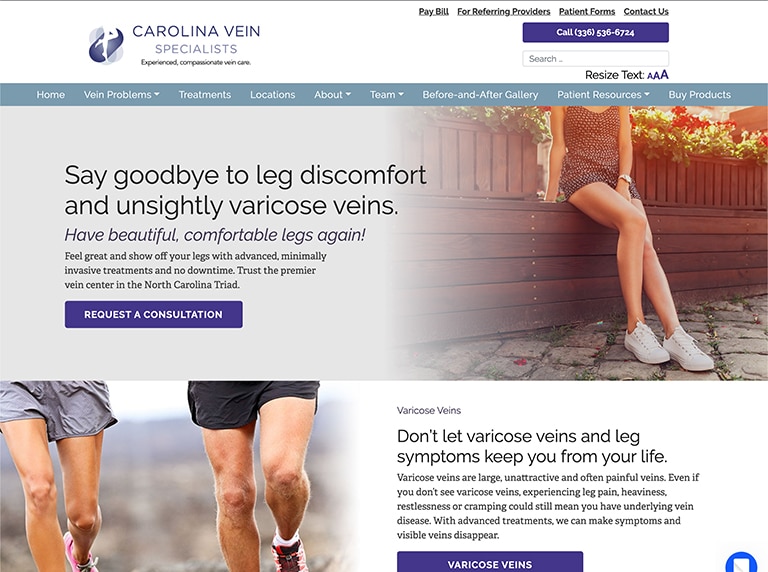 Carolina Vein website