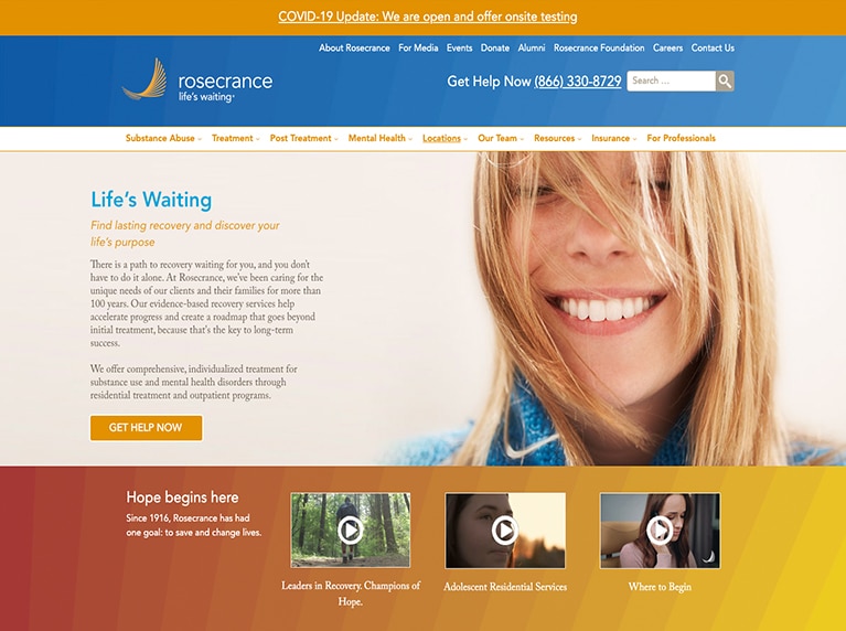 Rosecrance website design