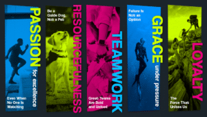 Healthcare Success core values of passion, resourcefulness, teamwork, grace under pressure, and loyalty.